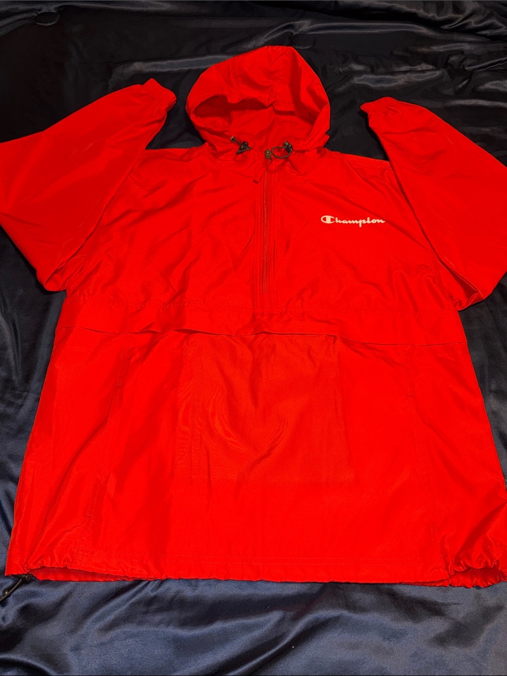 Men’s Champion Red Hooded Pullover Windbreaker M